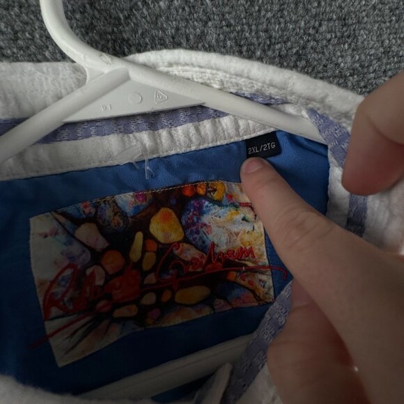 Robert Graham Long Sleeve Button Up Shirt Men Size 2XL White Textured Modal Poly - Picture 9 of 16